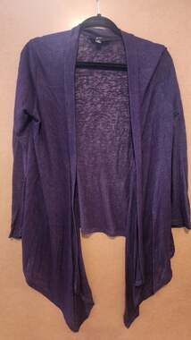 GRW Purple Lightweight Open Front Draped Waterfall Cardigan SweaterWomensM #1077